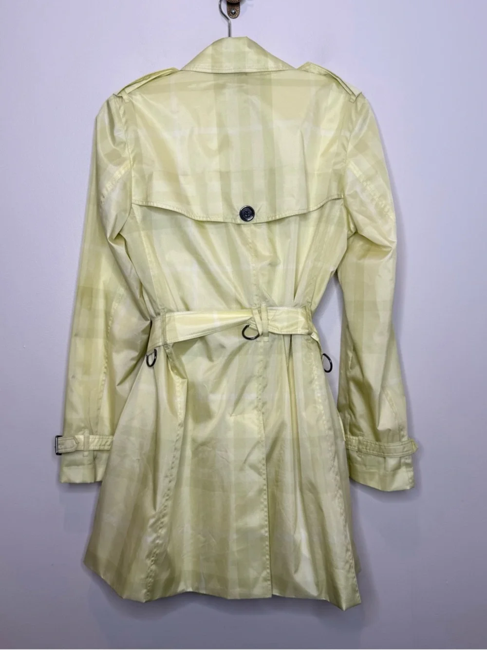 Burberry Brit Check Belted Trench Coat Pale Yellow US 8 / UK 10 - Picture 8 of 13